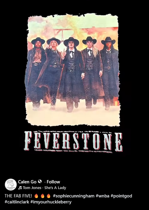 Johnnystill1's tweet photo. "I'm your huckleberry." 🏀🔥 

Check out this epic FEVERSTONE edit: https://t.co/Aic9EVn7kH 

#FEVERSTONE #TheFabFive #WNBA #WNBABasketball #CaitlinClark #SophieCunningham #PointGod #ImYourHuckleberry #BasketballCulture #HoopLife https://t.co/SVxfhyNdVn