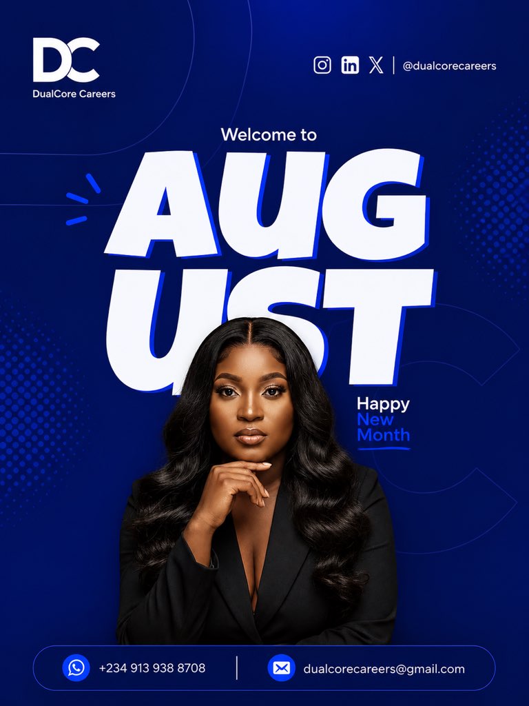 DualcoreCareers's tweet photo. Hello, August! ✨

New month. New opportunities. New career milestones.

Whether you’re hiring or job hunting, we’re here to help you take the next step.

Here’s to growth, success, and exciting opportunities this month. Happy New Month! 💙

#HelloAugust #HappyNewMonth https://t.co/NvwgqIwuOX