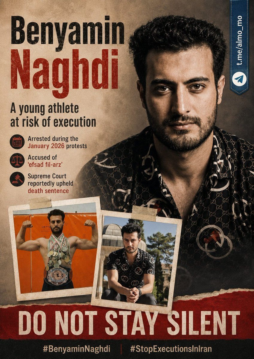 Azita002's tweet photo. Another Iranian athlete is in danger. #BenyaminNaghdi: the Supreme Court upheld his death sentence. @FoxNews and @seanhannity, protect his life immediately. #StopExecutionsInIran

https://t.co/zPh0Xaz3SU https://t.co/SXNlDyIopl