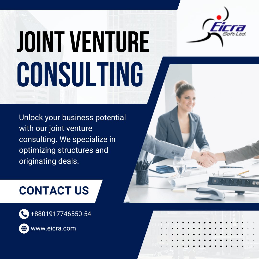 eicrasoft's tweet photo. 🚀 Expand Your Business Through Strategic Joint Ventures

The right partnership can unlock new markets, accelerate growth, and create long-term business success. At Eicra Soft Ltd., we provide expert Joint Venture Consulting to help businesses identify the right opportunities, structure successful partnerships, and achieve sustainable growth.

Whether you're looking to expand locally or internationally, our experienced consultants guide you through every step—from strategy and partner selection to negotiation and execution.

✅ Joint Venture Strategy
✅ Business Partnership Development
✅ Deal Structuring & Negotiation
✅ Legal & Compliance Support
✅ Cross-Border Business Expansion

🤝 Build stronger partnerships. Unlock greater opportunities.

📞 Contact us: +8801917746554

#JointVenture #BusinessConsulting #BusinessGrowth #StrategicPartnership #CorporateConsulting #Investment #BusinessExpansion #EicraSoft