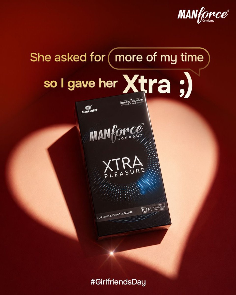 ManforceIndia's tweet photo. Your girlfriend thinks your time management could also use some Xtra attention🫦 #HappyGirlfriendsDay

#Manforce #Xtra #manforcecondoms #Feel

{Manforce, Feel, Xtra, Happy Girlfriend’s Day, Manforce Condoms, Condoms# https://t.co/pmIvdwhrrR