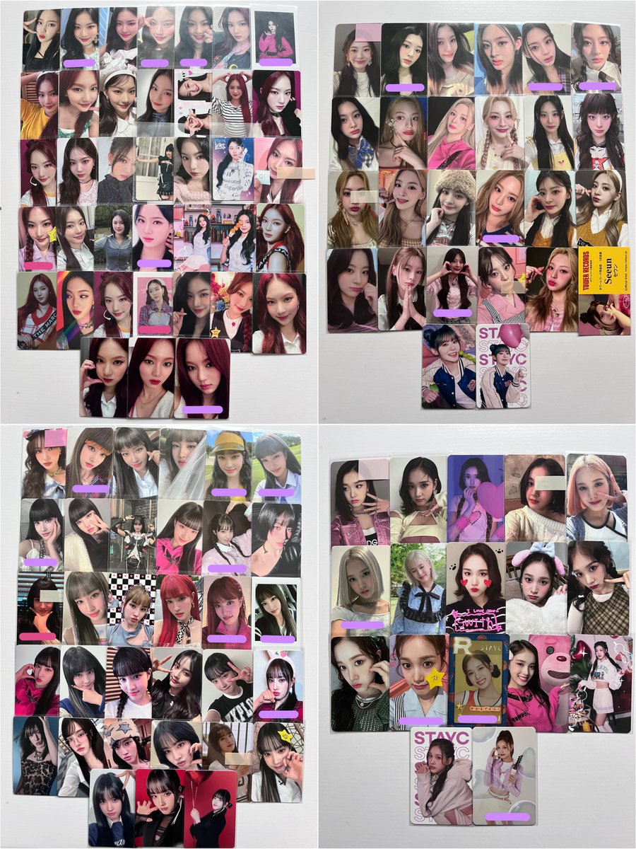 iz___12's tweet photo. stayc トレカ 交換 買取

『求』stayc 
未所持多数のため、メンバー問わずなんでも検討可能です

買取も求めています🙌🏻

『譲』 画像
🟣→軽めの凹みやスレ
🩷→🟣より状態が悪め

⚠️固定ツイート必読です🙏🏻 https://t.co/ijHvjGYQNM
