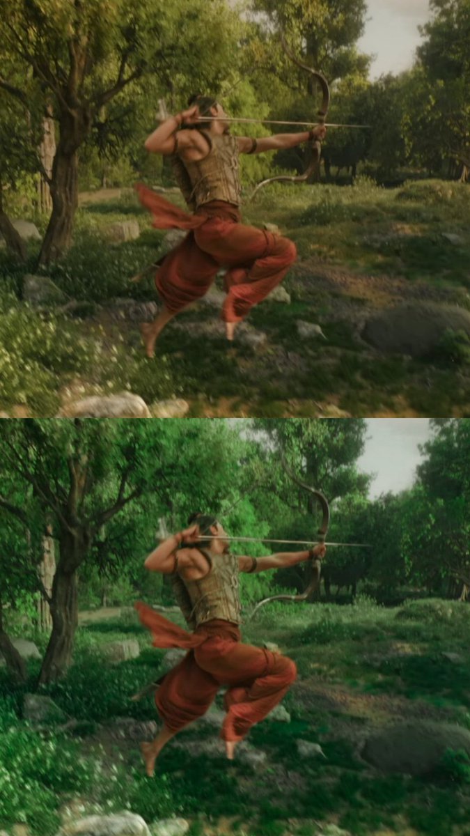 UNKNOWN07679's tweet photo. Jo bhi log bol rahe hain ki movie mein realistic feel nahi hai, unko ye samjhna chahiye ki ye chize toh Color grading and overall pallette fix karne se theek ho sakti hain, RAMAYANA ke VFX asal mein utne bhi zyada bure nahi hain jitna ki usse criticize kiya jaa raha hai. https://t.co/M11GjtoVTS