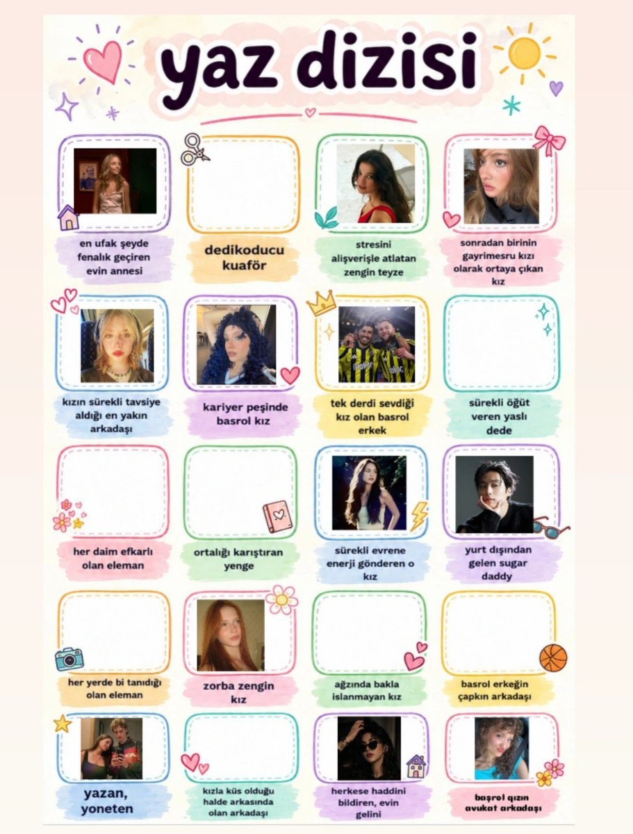 sonaarchives's tweet photo. Katılan herkese çok teşekkür ederimmm 🫶🌸 (profil fotoğraflarından aldığım vibe'a göre yaptım) https://t.co/cJrWHy7st6