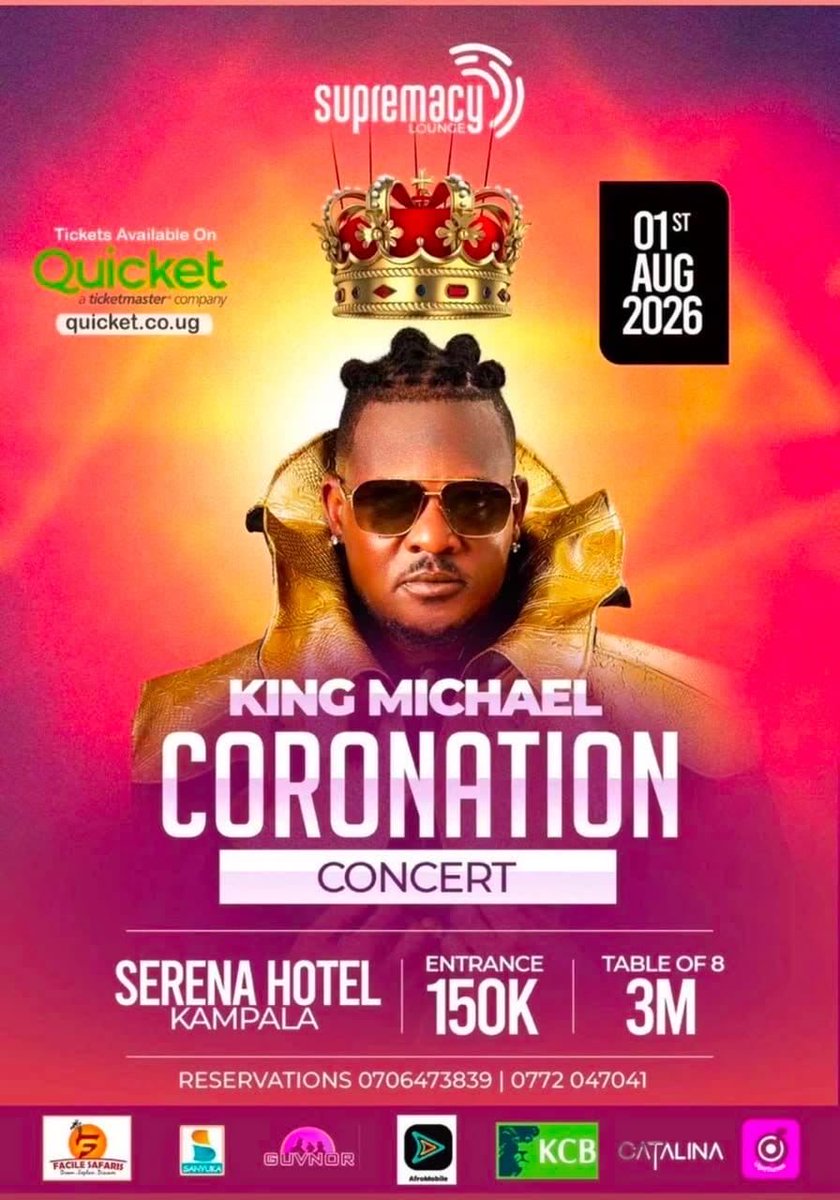 HawahMedia's tweet photo. The wait is over! 👑 King Michael’s Coronation Concert is happening tonight at Serena Hotel Kampala. Get ready for an unforgettable evening of music, energy, and entertainment. 🎶✨
🎟️ UGX 150K | Table (8): UGX 3M
#KingMichael #CoronationConcert #UgandanMusic #KampalaEvents https://t.co/F0qzmByp5G