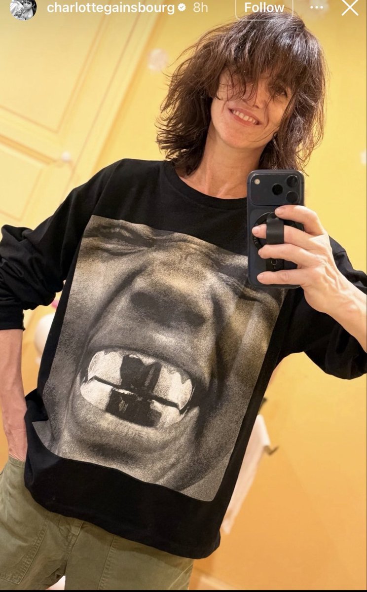 celebsloveYE's tweet photo. French British actress and singer Charlotte Gainsbourg wearing Ye Bully Merch on IG story https://t.co/YHoUeT5CSX