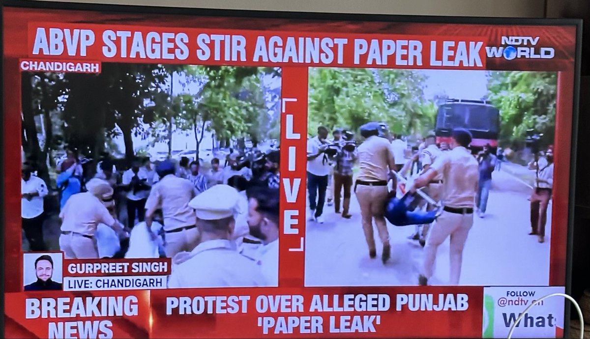 KamteKarth98277's tweet photo. @Mrsinha Today’s incident in pAAP ruled Punjab. Students were dragged n lati charged
 fr protesting against paper leak.Shhh! @abhijeet_dipke , @SauravDassss , @AshutoshRanka , and @PreetiChoudhry , @sardesairajdeep , @ajitanjum , @abhisar_sharma , @ravish_journo all MAINO-pAAP media😴🤐👇 https://t.co/9uHMCLSDpx