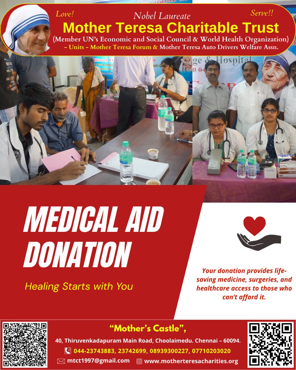 Mtctcharities's tweet photo. Medical Aid Donation
Healing Starts With You

📞 8939300227
🌐 https://t.co/KvxcmFJcI9

#MotherTeresaCharitableTrust #Donate #FreeTuition #EducationForEveryone #education #thalapathy #CSR #thalapathyvijay #tvk #FIFAFootball #FIFA https://t.co/jxqvYZn69L