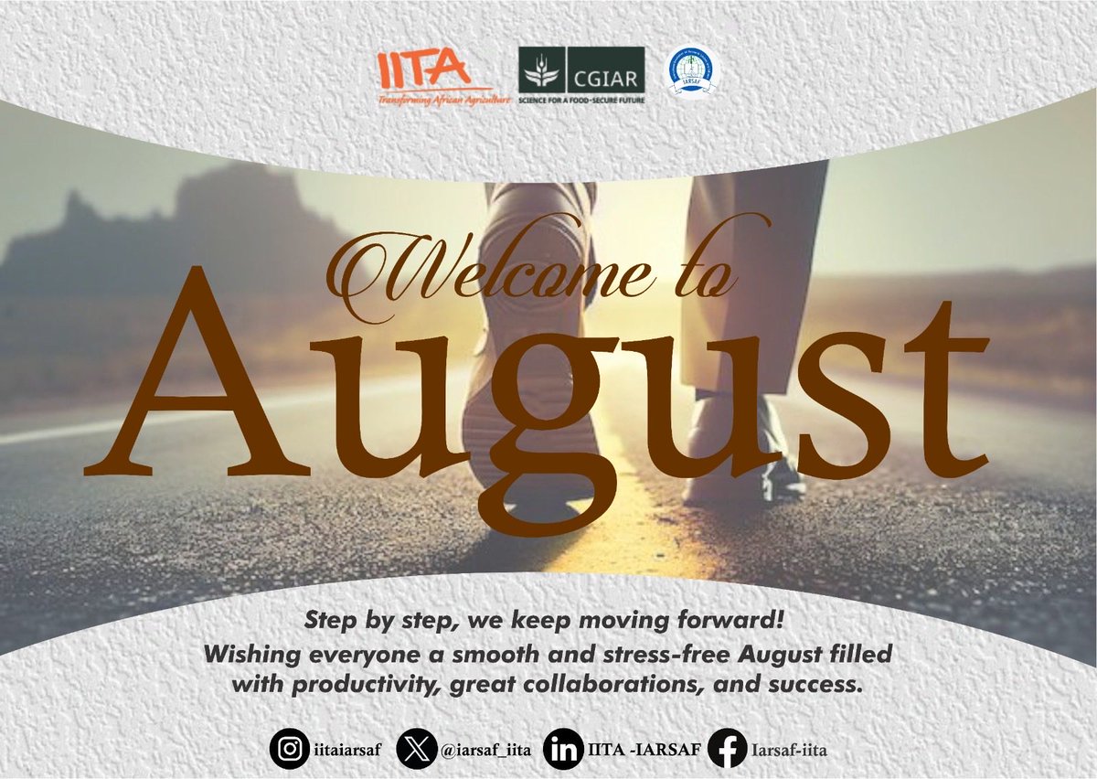 iarsaf_iita's tweet photo. Step by step, we keep moving forward! ๐ถโโ๏ธ๐ซ
Happy New Month, everyone! May August be filled with fresh inspiration, great partnerships, and amazing research breakthroughs for all our scholars.
#August #New_month #Breakthroughs https://t.co/sErfQWb3qN