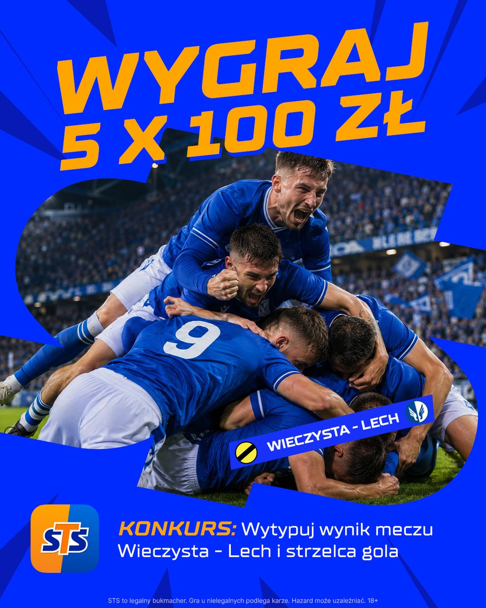stspolska's tweet photo. KONKURS - CZAS START! 🚀
👉Zaobserwuj profil STS i zostaw ❤️ i podaj dalej ten post
👉Wytypuj wynik i strzelca w meczu Wieczysta-Lech
👉Dodaj #LiczySięBardziej
👉Typuj do 17:30
💸Nagrody: 5x100 PLN bonus

Regulamin: https://t.co/kHkrpoSlss https://t.co/IwUeK1SPrD