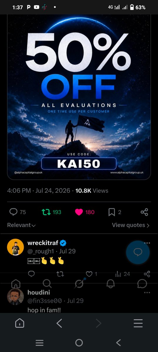 Tigervpn3's tweet photo. @TraderKaizen0 @AlphaCapitalUK @Bogor_timur08 
@blvckbean24 @sato_shi_7 @lowkey_Anonn
@MohsenAbdelsatt
All task completed https://t.co/EM5vxGJIzo