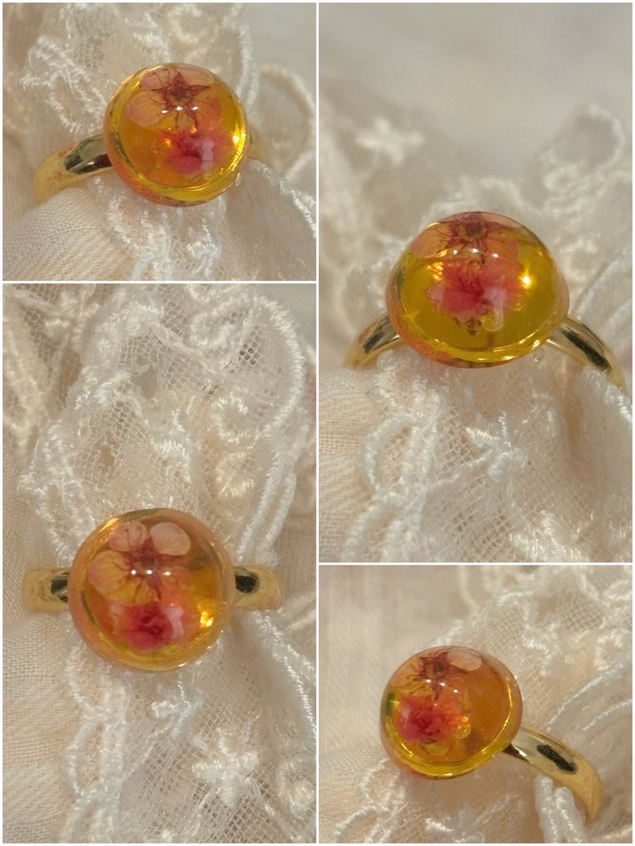 お花入り水中花リング💍 #レジン *´꒳`ฅ #ハンドメイド