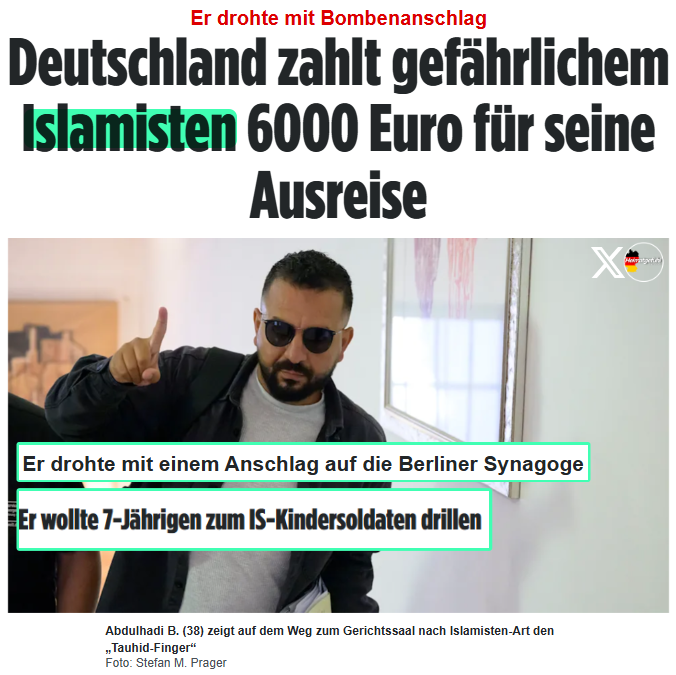 HeimatliebeDE's tweet photo. Abdulhadi B. ist einer der gefährlichsten Islamisten in Deutschland. Er wird rund um die Uhr überwacht.

Jetzt verlässt er das Land und bekommt dafür 6.000 Euro. Die bezahlte Ausreise ist immerhin billiger als seine Überwachung, sie kostete mehr als 50.000 Euro im Monat.

Da kann man nur hoffen, dass er nicht wieder mit einem gefälschten Pass einreisen wird.