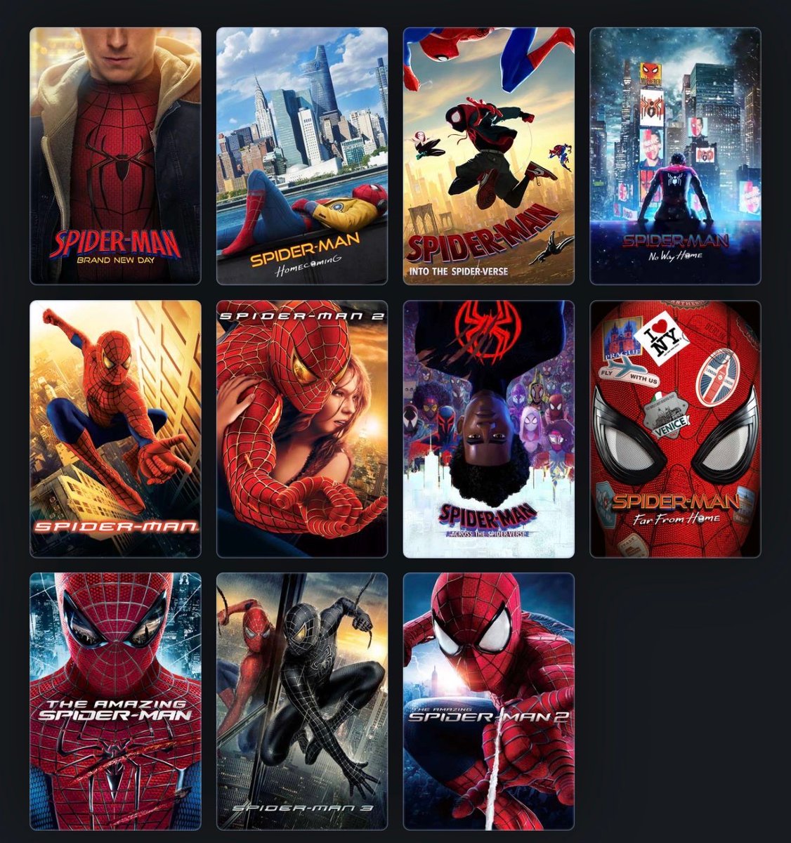 MidnightSpidey_'s tweet photo. Here’s my spider man ranking after seeing #SpiderManBrandNewDay https://t.co/1ly18X7KpR