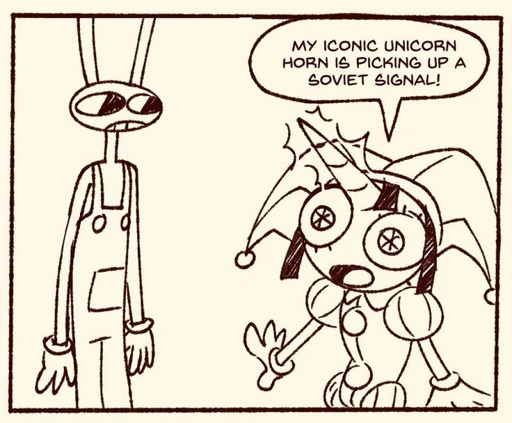 wupunni's tweet photo. it's a shame. if unicorn pomni gets to be in merch, then transitioned jax can be too. both are not canon designs in the show, but are in sketches made by gooseworx. they could also just do her with a bow. it's that simple, yet they don't utilize this https://t.co/9nNZmz80FJ