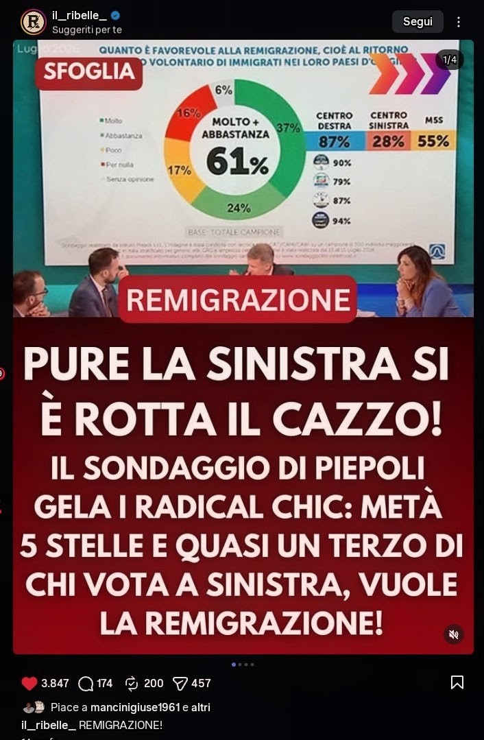 Asor81310025's tweet photo. @InOndaLa7 @mariannaaprile @lucatelese @MassimGiannini @giopank @MariaDomenicaC4 @StefanoFeltri @BotteriGiovanna @EttoreSequi @La7tv I conduttori di LaSettaPd👎e i loro ospiti #PD de @repubblica👎@LaStampa👎@Corriere👎#giornalai di #sx plaudono i #disastri del compagno accoglione #Sanchez e bocciano @GiorgiaMeloni che sospende Schengen X evitare che orde di magrebini arrivino in🇮🇹a pagare le pensioni agli🇮🇹ni! https://t.co/VJFTTdX6O7