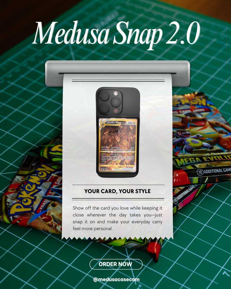 medusacasecom's tweet photo. Snap on your favorite card and take it everywhere. ✨

#MedusaSnap #pokemonTCG #pokemoncommunity https://t.co/BQoaRYjaG2