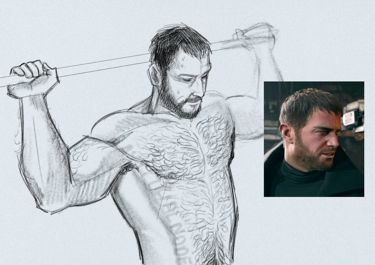 ayyytrialnode's tweet photo. Chris Redfield :) some sketchies before UCAT kills me https://t.co/j1XNe6e8oM