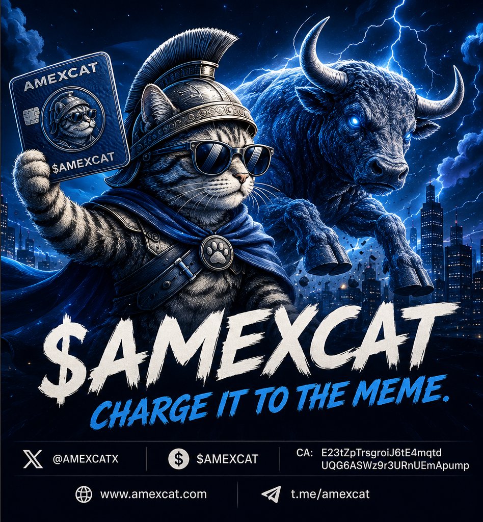 Putrisayang04's tweet photo. The meme economy is evolving, and @AMEXCATX is leading the charge. ⚡🐱

Holding $AMEXCAT means joining a community built around creativity, memes, and Web3 culture.

CA: E23tZpTrsgroiJ6tE4mqtdUQG6ASWz9r3URnUEmApump

🌐 https://t.co/xxOl0T9OfI

#AMEXCAT #Solana #Memecoin #Crypto https://t.co/JTHN9HxGuG