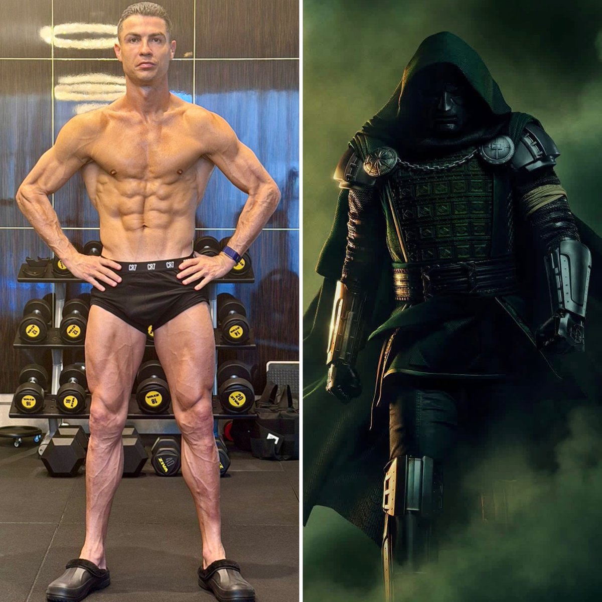 Luck_7773's tweet photo. Hey @grok, put Doctor Doom’s outfit on Ronaldo without changing his face. I want to see something. 👀 https://t.co/Q14LQTcbLd