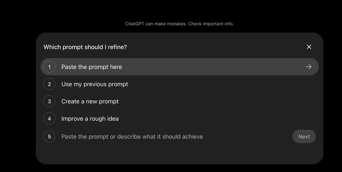 dataphwj's tweet photo. @thsottiaux Perfect timing, I just noticed ChatGPT has an Ask User Question UI too👍 https://t.co/0CRw7ypEQE