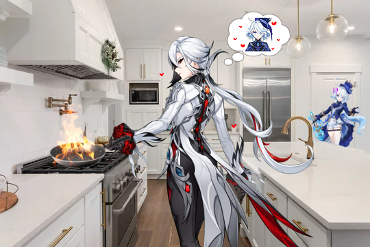 arlefurianon's tweet photo. "where's arlecchino" at home making breakfast for her beautiful wife #arlefuri https://t.co/gyNHn6DfJf