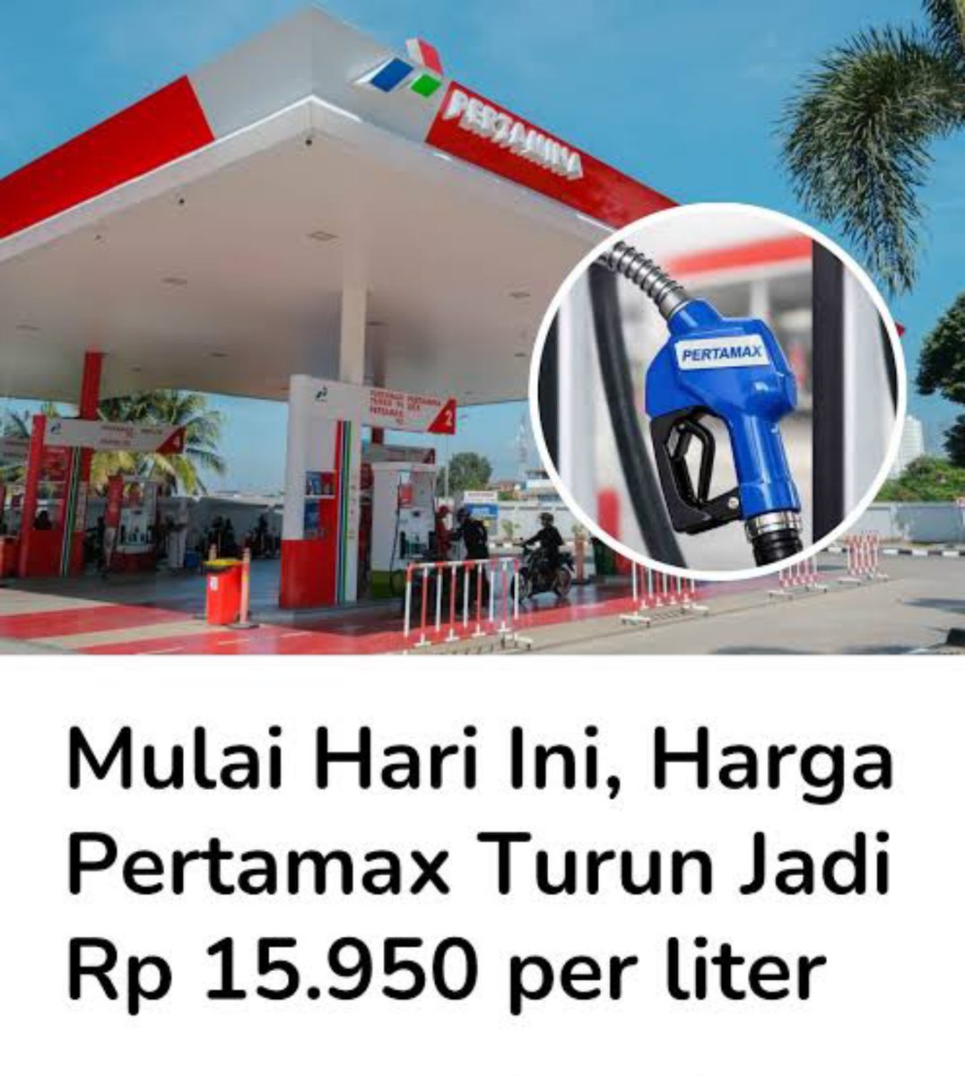oliferd02's tweet photo. Ada yang udah isi Pertamax hari ini?
Emang bener harganya udah turun di daerah kalian? https://t.co/m7T3oyul0X
