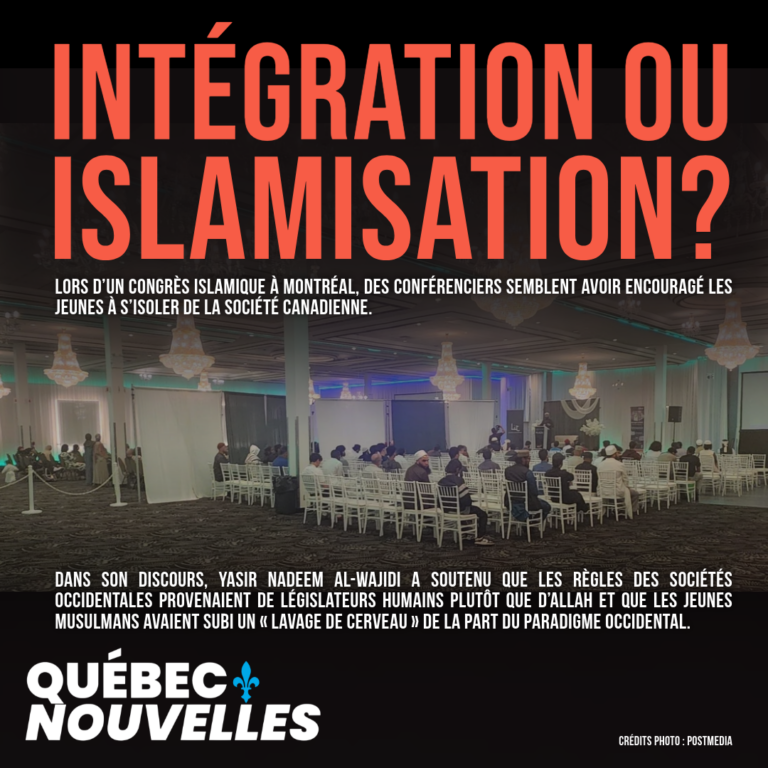 QuebecFier's tweet photo. À Laval, un congrès islamique destiné aux jeunes aurait notamment présenté les lois occidentales comme « immorales », encouragé la création d'une économie réservée aux musulmans et promu la ségrégation entre les hommes et les femmes.  

L'une des organisations liées à l'événement a reçu plus de 20 000 $ du gouvernement fédéral.   

La montée de l'islamisme au Québec et au Canada vous inquiète-t-elle? Et pensez-vous qu'Ottawa devrait financer de telles organisations avec notre argent? #polcan 

Lien vers l'article ⬇️
https://t.co/Ihx8ok0P9w