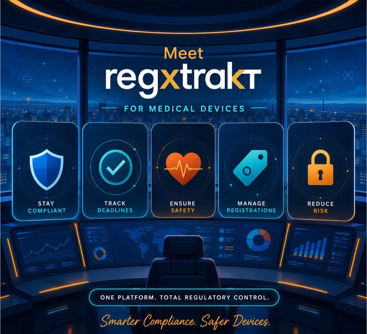 RegXtrakt's tweet photo. One suite. Five modules. Every medical device obligation in one place.

Meet RegXtrakt for Medical Devices.

Built for CDSCO &amp; MDR 2017—not adapted from pharma.

Regulatory. Quality. Safety. Labelling. Security.

One platform. Complete compliance.

#RegXtrakt #MedTech #RegTech https://t.co/IF1xkyu9HL