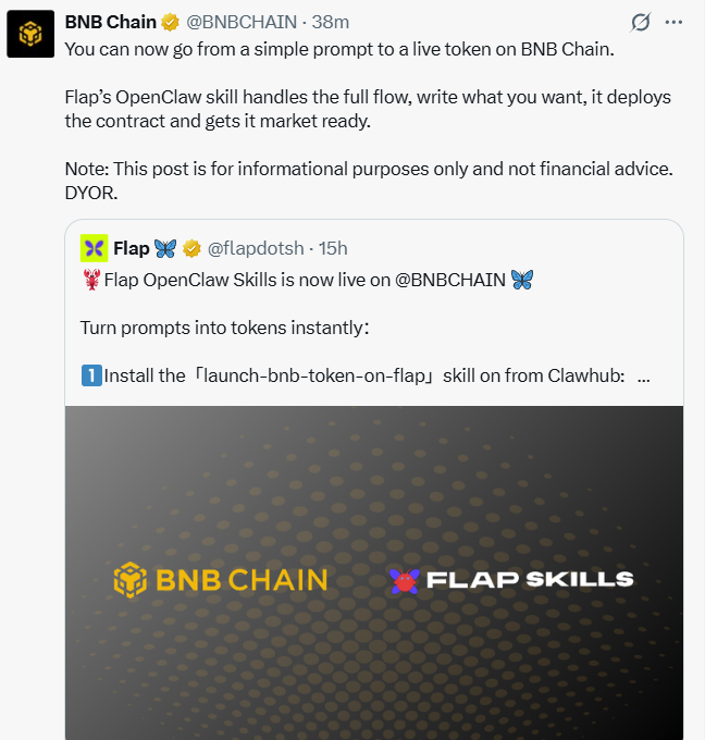 AhavaKaur's tweet photo. 刚刚币安官方转发了flap的推文，里面有一个指引，叫你创建一个名为Pure Coin，符号 为PURE的币 税收为0，太顶级了 https://t.co/V510Ixt2vw