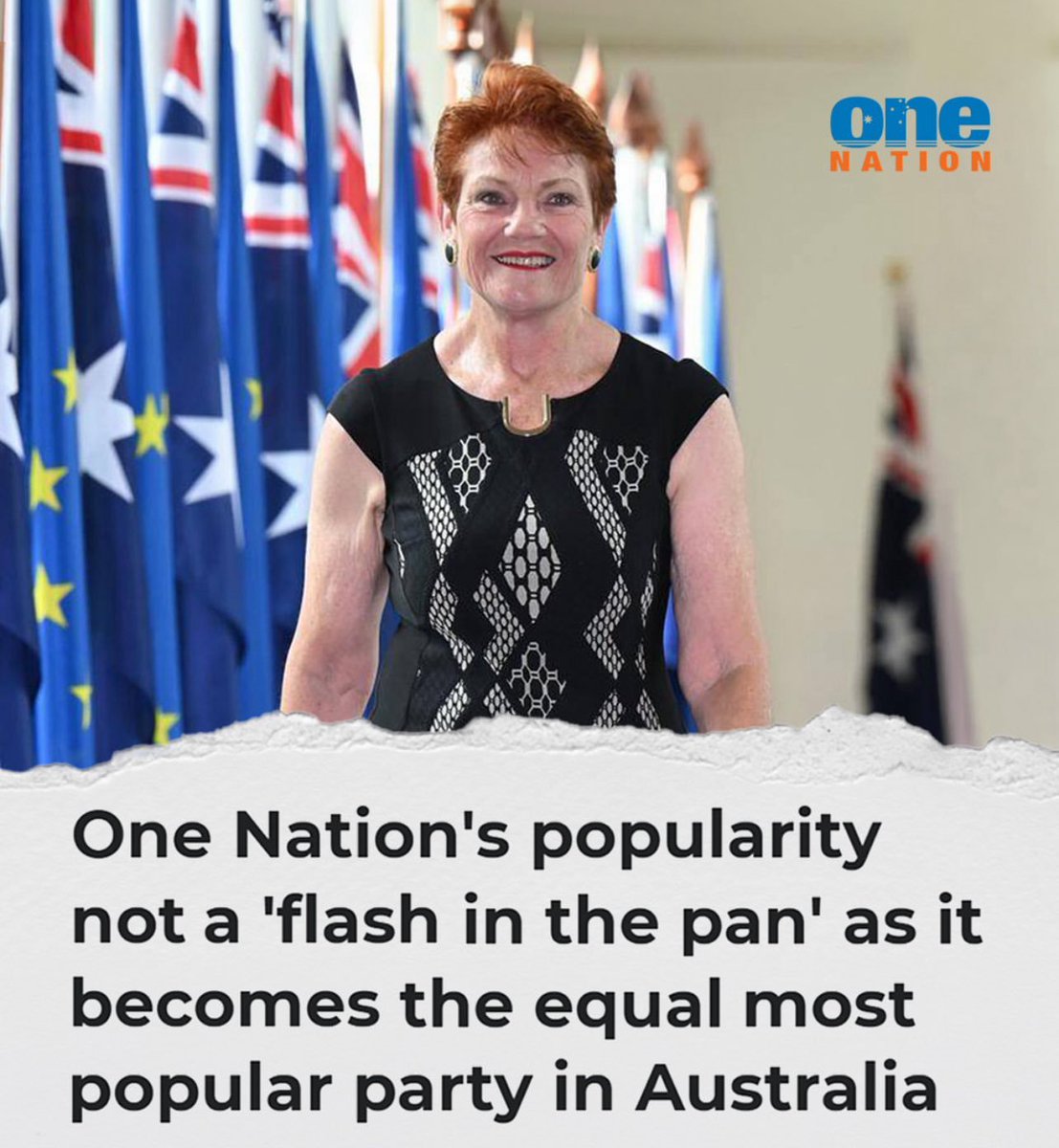 OneNationPay's tweet photo. One Nation support continues to rise as Australians lose trust in major parties. https://t.co/RFjVcXeh37