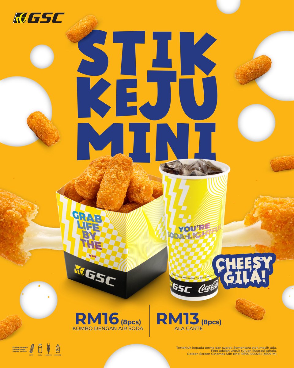 GSCinemas's tweet photo. Cuba sekali, memang cheesy gila! π€€π§
Jom dapatkan Stik Keju Mini di pawagam GSC sekarang!
#GSC #GSCSnacks #StikKejuMini https://t.co/Oc9aFJjGie