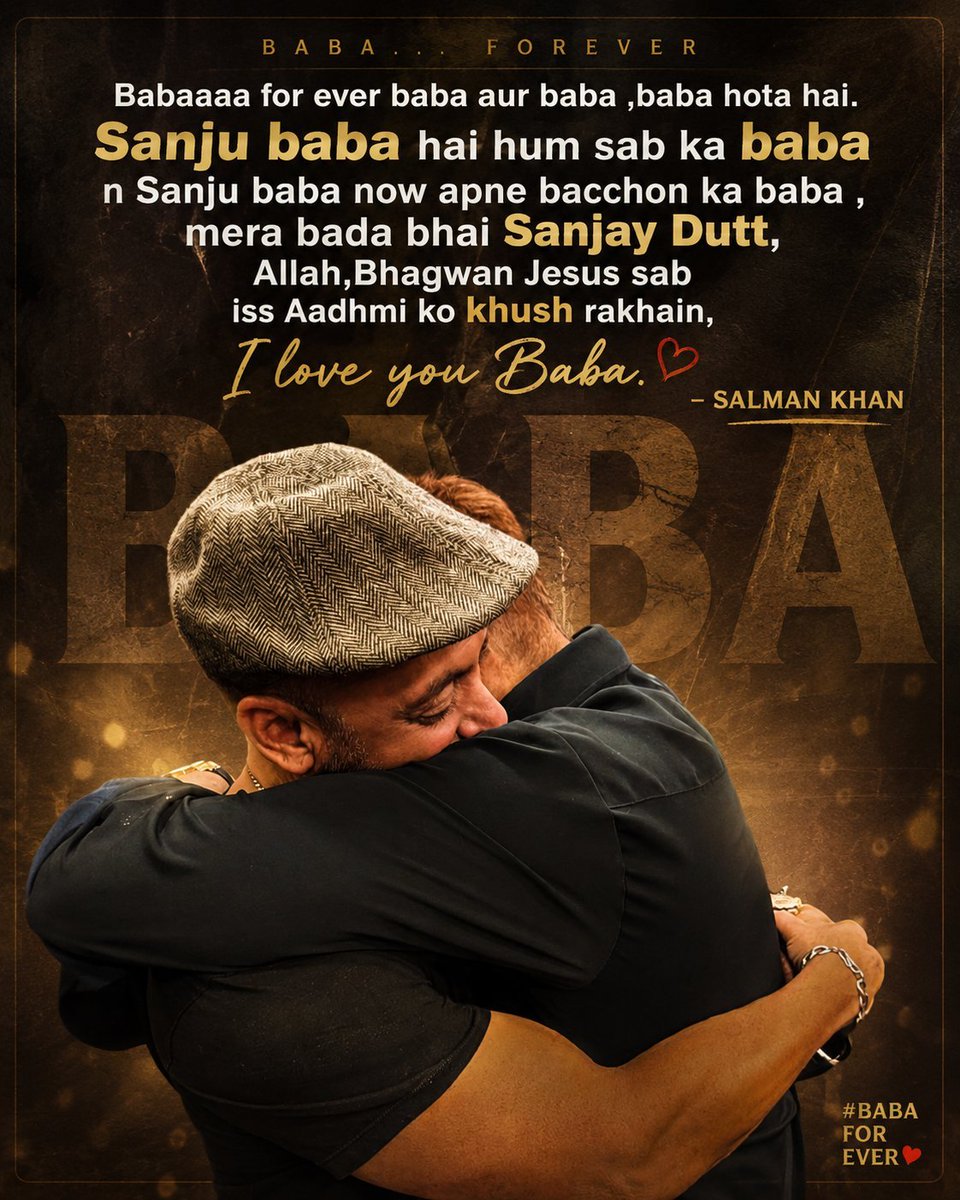 BeingSKSwapnil's tweet photo. "Baba mera bada bhai hai." ❤️
That's not just a line. It's years of love n respect.
#SalmanKhan 🫂 #SanjayDutt  Iconic Brotherhood. 🤌🏻 https://t.co/ScNhCRt0N1