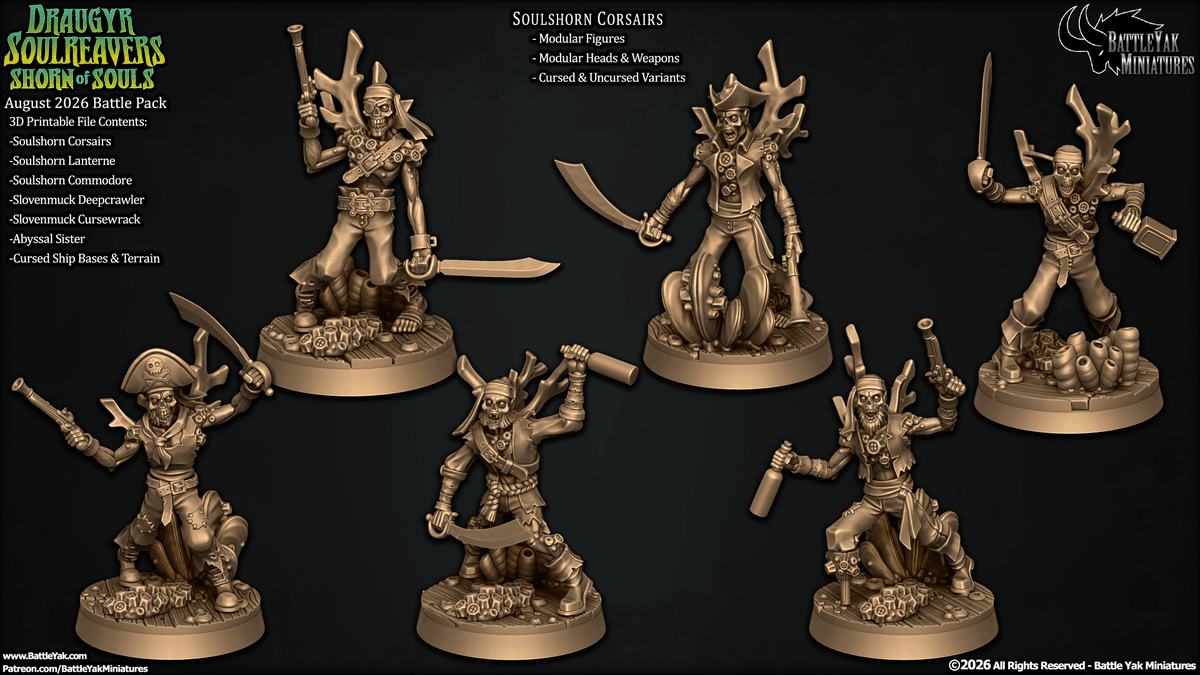 thebattleyak's tweet photo. The August release from Battle Yak Miniatures is available now - Draugyr Soulreavers: Shorn of Souls!
See everything here:
https://t.co/4YLjurPoXB
https://t.co/vKryZIq6hq
#3dprinting #miniatures #fantasy #eldritch #horror #scifi #tabletopgaming #dnd #warhammer #wargaming #TTRPG https://t.co/QeFu6qUec2
