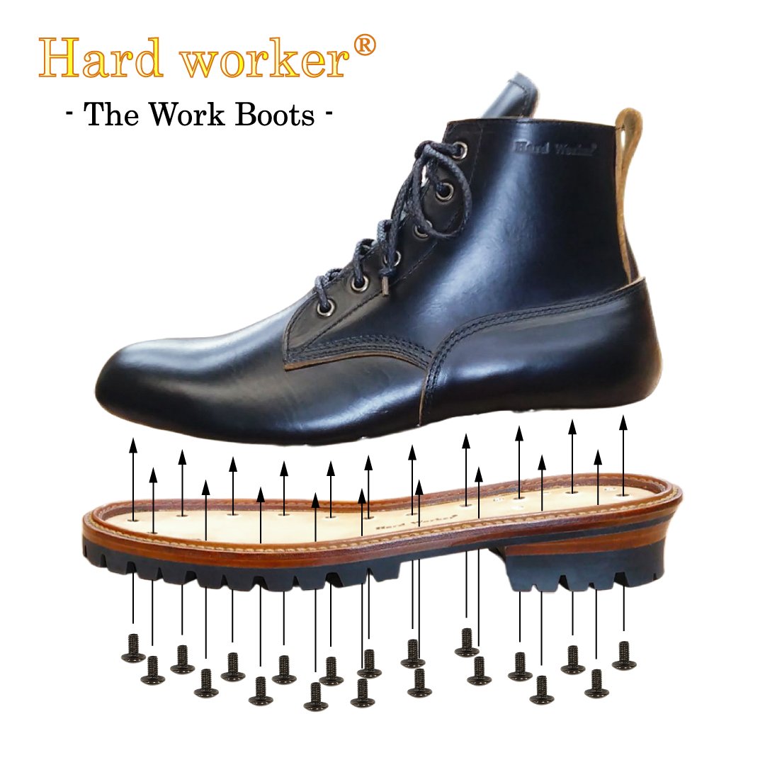 hardworker_shoe's tweet photo. ソール交換のできる『The Work Boots』作業工程の写真です❗️

The Work Boots 001 クロムエクセルレザー　ブラック（茶芯）です❗️

ソール等、オールブラックです❗️

是非とも、ハードワーカーオフィシャルショップをご覧下さい❗️
https://t.co/c7sW36w7rm

#クロムエクセル　#ビブラム https://t.co/jrP8P9E3HA