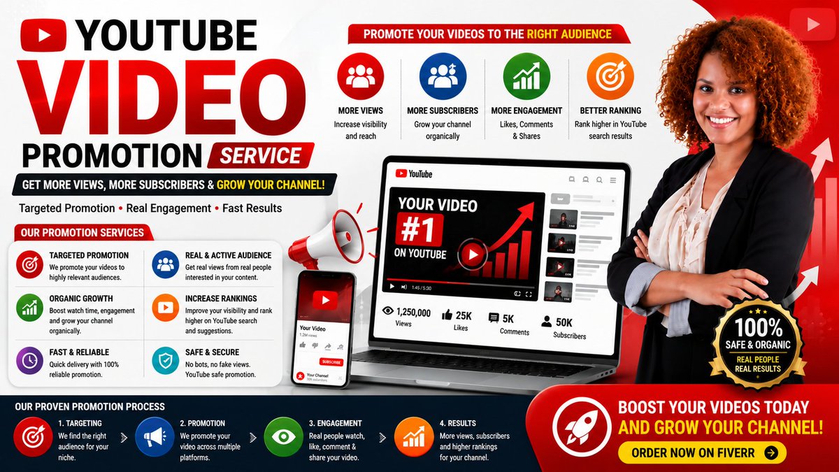 ratankumar50491's tweet photo. YouTube video promotion is one of the most effective ways to increase your video's reach, attract a larger audience, and grow your channel faster. By promoting your videos strategically, you can boost views, improve engagement. https://t.co/eBlSu5YHFj