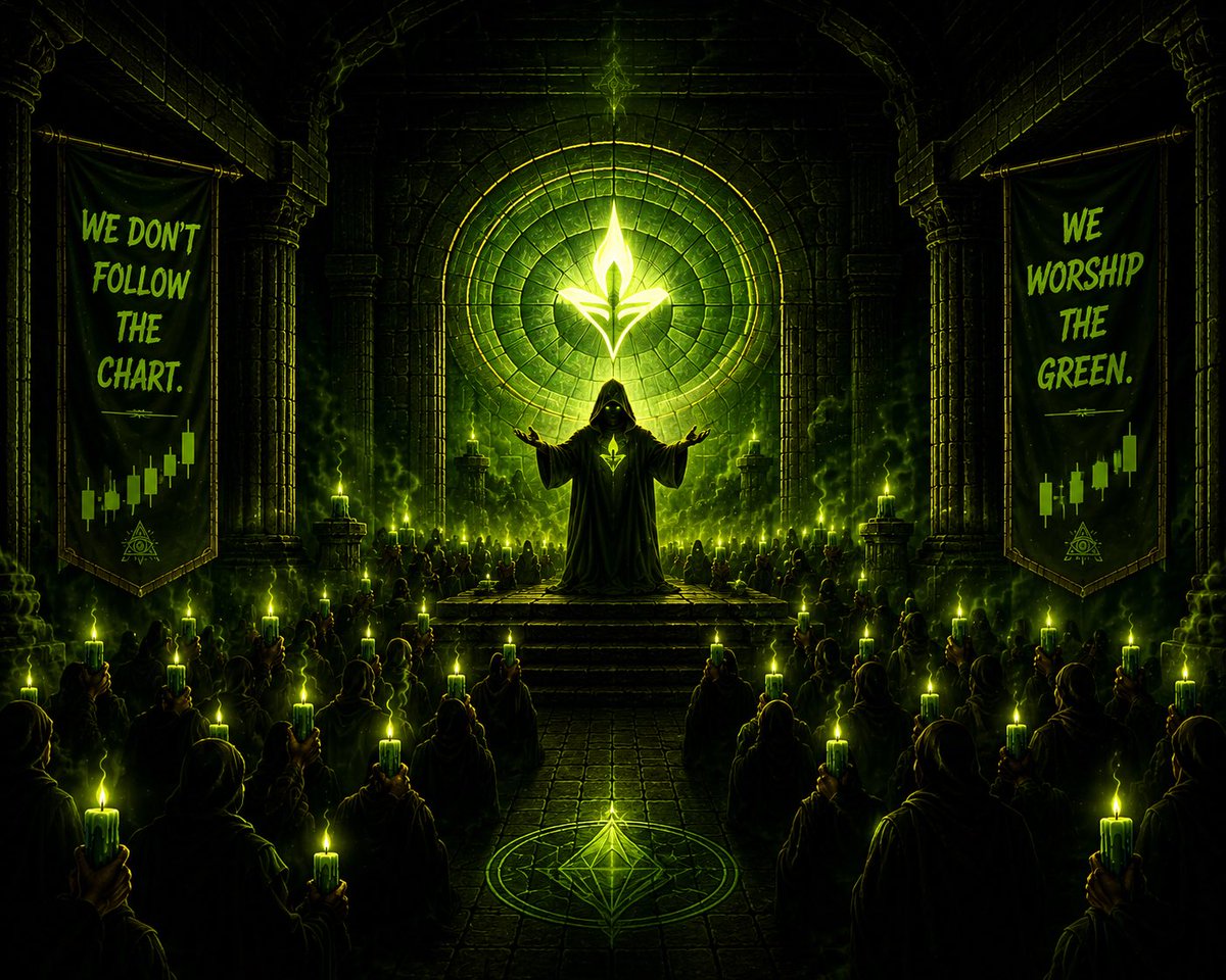PraisethePump's tweet photo. The Temple is open.

The candle is lit.

The faithful are gathering.

Green be with you. 🕯️ https://t.co/kdNACEWrBu
