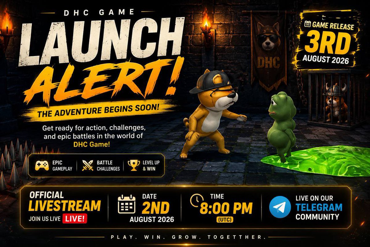 solex001's tweet photo. DHC GAME LIVESTREAM 
                ON AUGUST 2ND🎮

The countdown is almost over, DHC family!

With the official DHC Game launching on August 3rd, we’re taking you behind the scenes one day before launch with a live gameplay session in our Telegram community. 

📅 Date: August 2nd
⏰ Time: 8:00 PM
📍 DHC Telegram Community

We’ll be going live and actually playing the game together, showing the community what to expect when the official launch arrives.

During the livestream, we’ll:
🎮 Play the game live
📱 Show the mobile experience
💻Show the PC experience
🔥 Explore different features and gameplay
💬 Hang out, chat, and answer questions with the community

This is a chance to see the game for yourself, experience the gameplay with the community, and get ready before everyone gets access on launch day.

Whether you’ve been with @DogeHeadcoin from the beginning or you’re just joining us, come through and be part of this moment.

August 2nd — 8 PM.

Bring your friends, set your reminder, and let’s make the livestream one to remember.

DHC Game launches August 3rd. The countdown is officially on