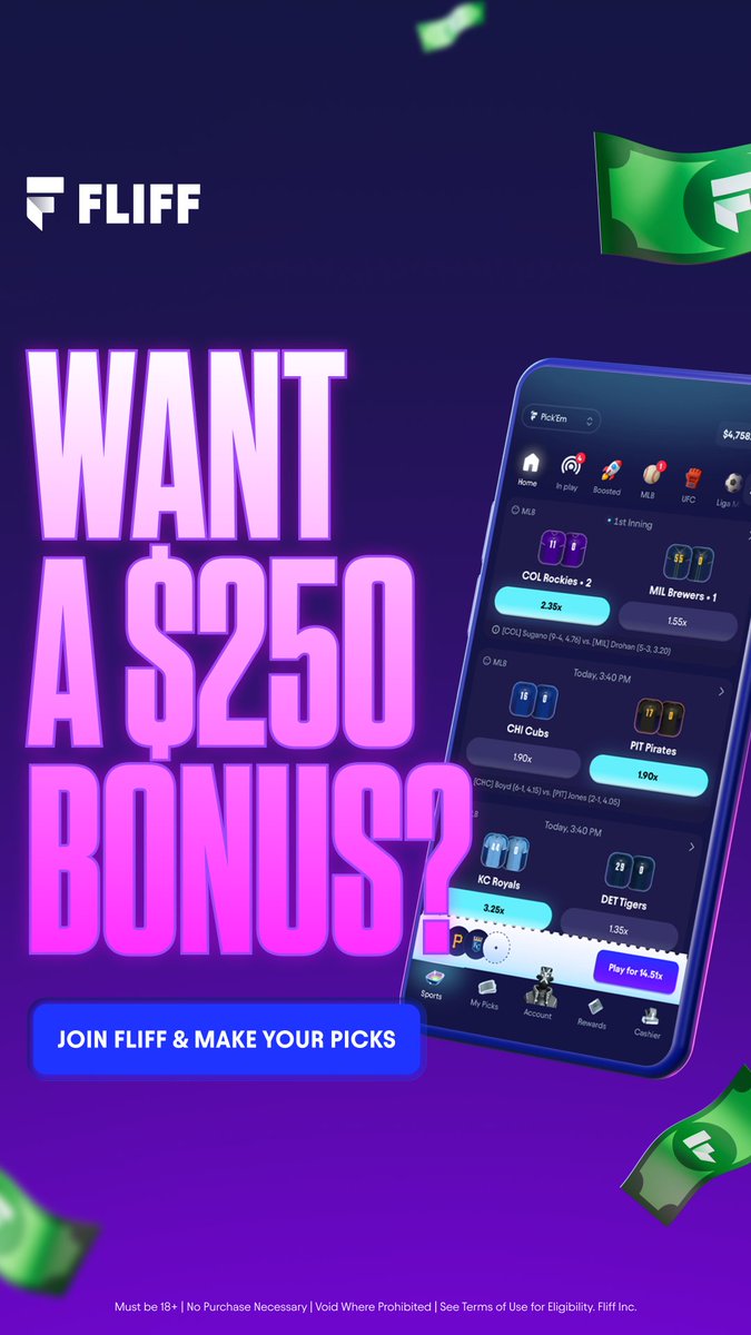 fliff's tweet photo. NEW PLAYERS👀 Make your picks with Fliff’s Pick’em and get up to a $250 bonus 

Download Fliff today!