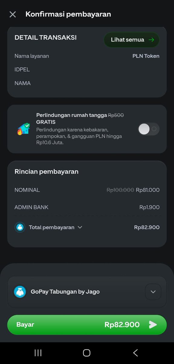 _camilaa28's tweet photo. Jangan langsung beli token listrik di tempat lain, cek GoPay dulu. Lagi ada promo Harga Merdeka, token PLN 100 ribu cuma bayar 81 ribu. Lumayan banget potongannya! #TOKENPLN81RIBU https://t.co/0ssBHYZZza