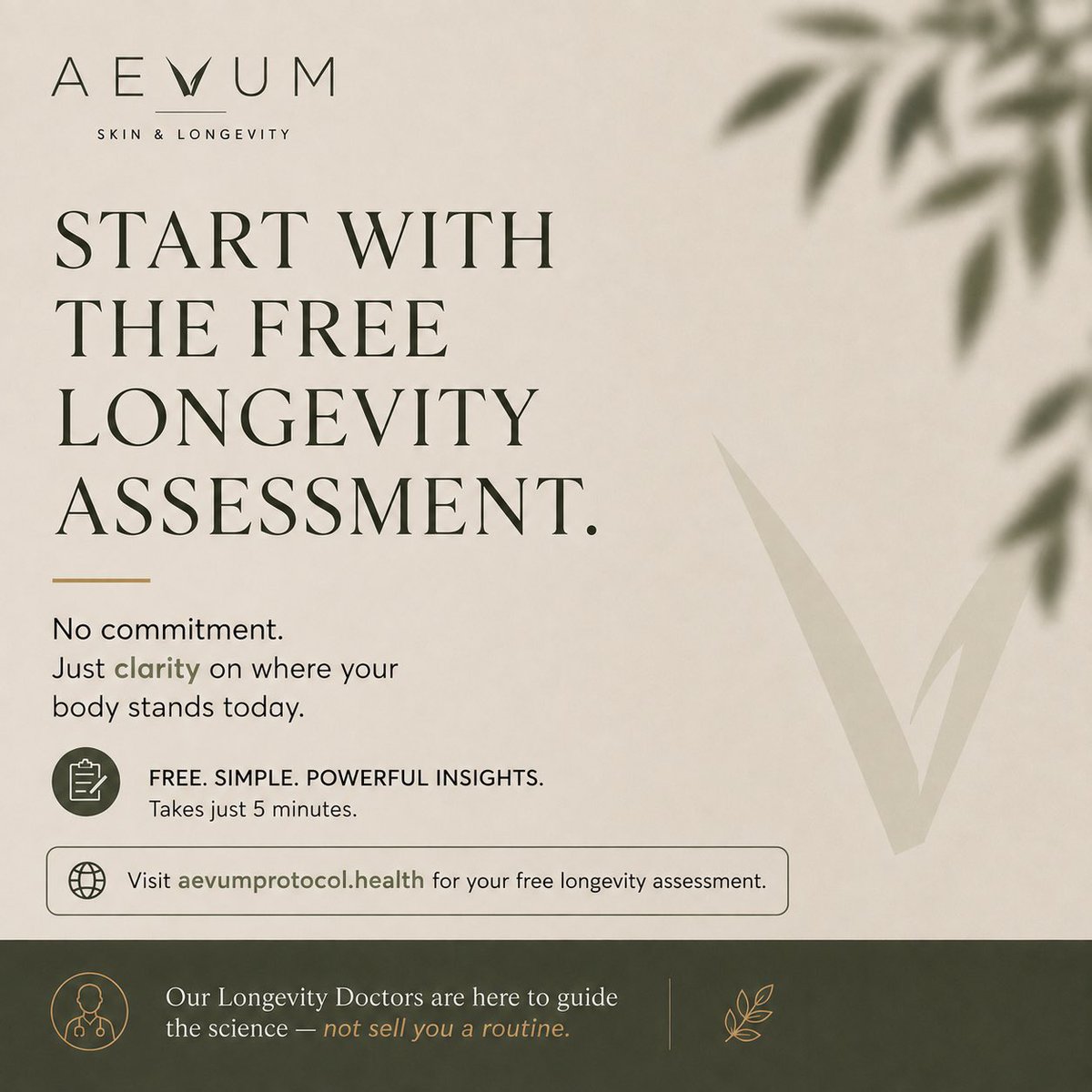 Aevum_longevity's tweet photo. What if healthy aging wasn't left to chance?

At AEVUM, we believe longevity isn't about chasing trends-it's about understanding your body and making evidence-based decisions with the guidance of doctors.

Whether you're interested in optimizing your health, improving your skin, or simply learning how to age better, our platform gives you the tools to get started.

Here's what you'll find at AEVUM:
Website
https://t.co/ypqnl2U4Ct

Free Longevity Assessment (Takes just 5 minutes) - Start by understanding where your body stands today.

Personalized Longevity Plans & Memberships - Doctor-led guidance tailored to your health goals.

Personalized Skin Protocol Packs
Skincare recommendations built around your skin's unique needs.

Learn - Longevity 101
Evidence-based education on healthy aging, explained simply.

Red Light Therapy Mask
Discover how clinically supported light therapy can complement your skin health routine.

The future of your health starts with understanding today.
Doctor-led. Science-backed. Personalized.

#aevum #AevumProtocol #Longevity #HealthyAging