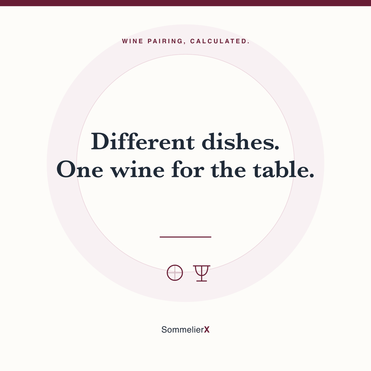 SommelierXApp's tweet photo. Three dishes. One table. A five-star bottle can still be the wrong shared fit.

SommelierX group pairing calculates the best compromise across the complete table—then shows why.

Taste, not stars. 18+ https://t.co/JuXTkW3mrP