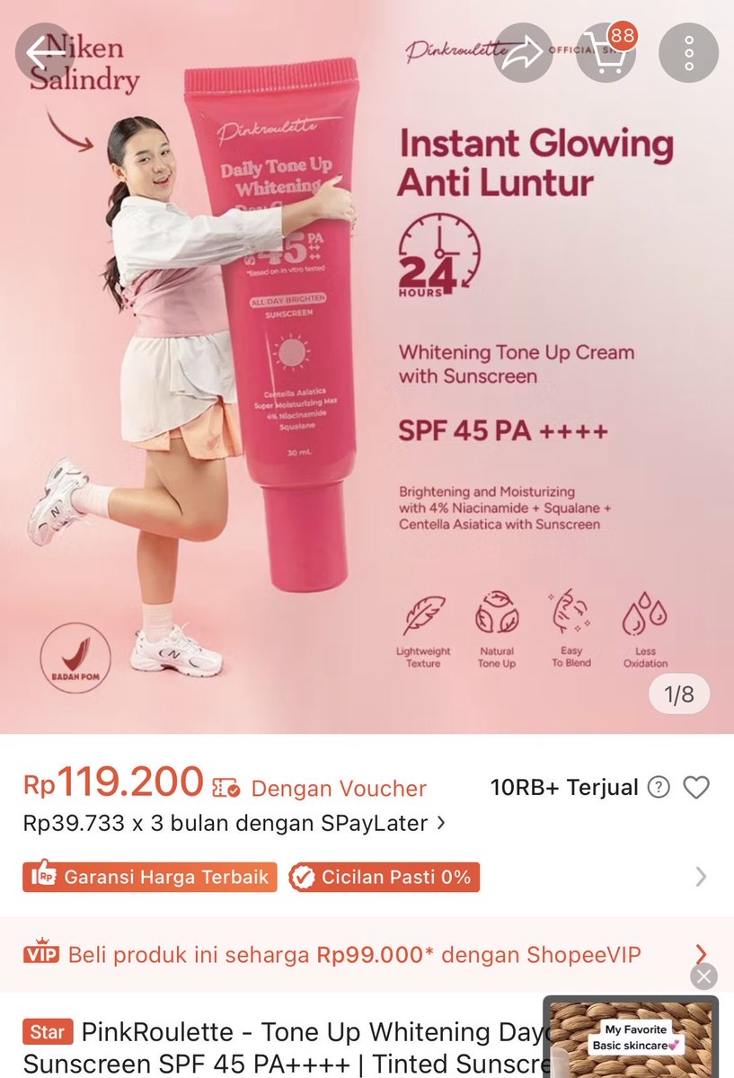 bbyypeachiw's tweet photo. yuk guyss, daily toneup pink roulette ada spf nya, baru di pake 2 kalian aja, kurang cocok di aku, mau jual 75rb aja dari harga awal aku beli 120rb (bisa nego dikit aja) https://t.co/j4VuYUWFcc