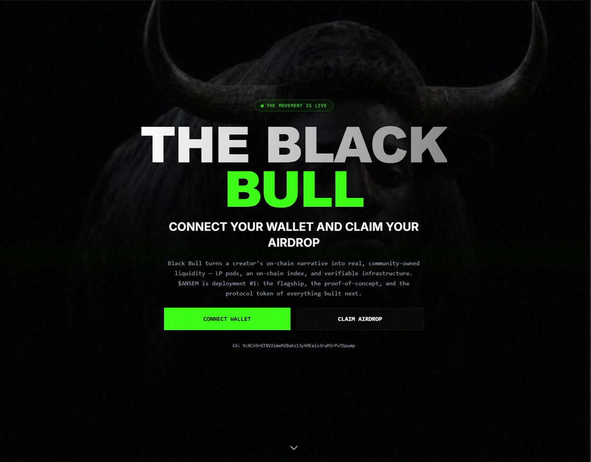 evertonasprilla's tweet photo. 🚀 Discover what's next on Solana. 

 The Black Bull welcomes the $ANSEM token with a memecoin coin airdrop. 

 ➡️ https://t.co/UjLUfrUIMt 

 #SOLANA $SOL $Redflag https://t.co/ehl24D6VJA