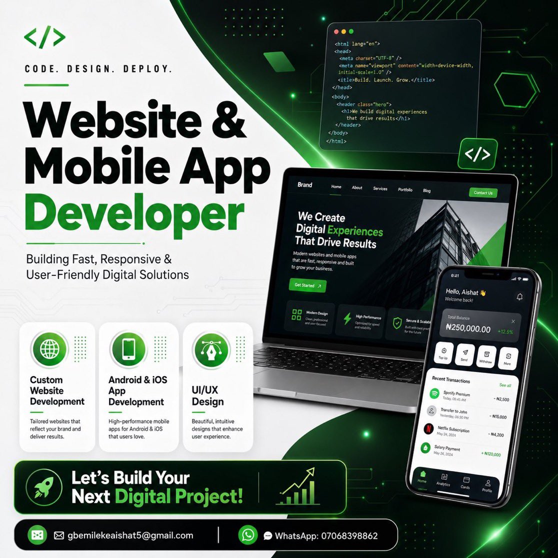 Aishat_Creative's tweet photo. Your Vision, Expertly Built #websiteredesign #frontenddevelopment #websitedevelpment #mobileapps https://t.co/7uGJ6PUcjZ