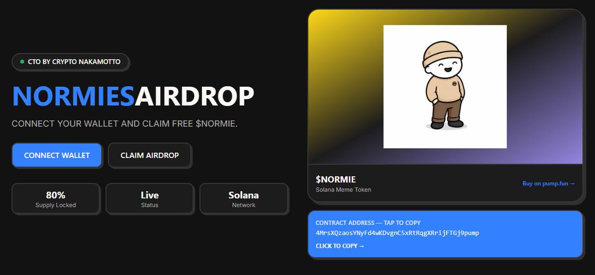evertonasprilla's tweet photo. 🌐 Web3 never stands still. 

 Normie welcomes the $Normie token with a memecoin coin airdrop. 

 ➡️ https://t.co/2qRcWqpujT 

 #SOLANA $SOL $FLORK https://t.co/En8M2gp4RH