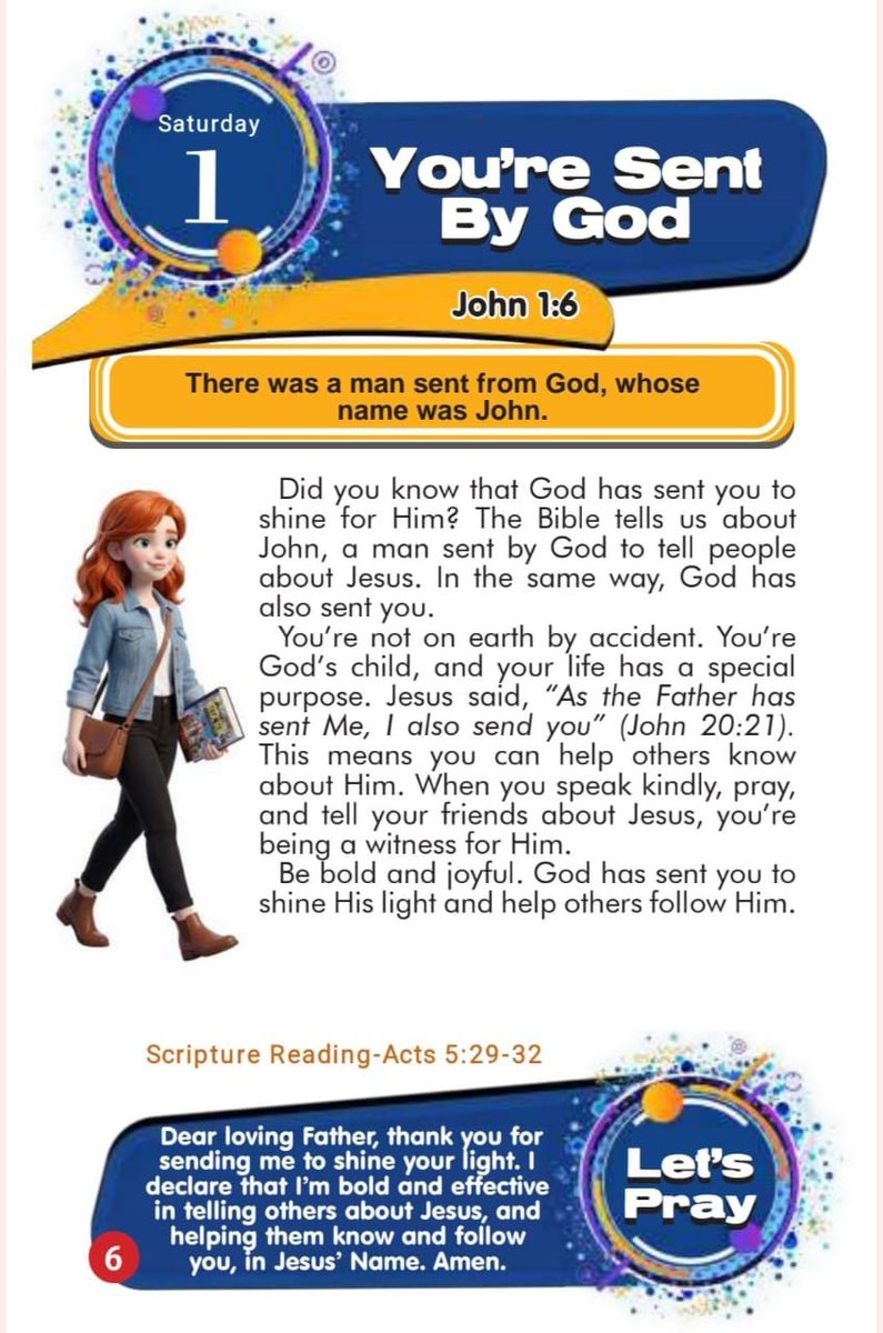 RaisingGodlyKid's tweet photo. Rhapsody Of Realities 
for EARLY READERS with Mark
━━━━━━━━━━━━━━━━
 Saturday 1st August 2026

YOU'RE SENT BY GOD

#RORER 
#RhapsodyAug1 https://t.co/cPNjjusQLv