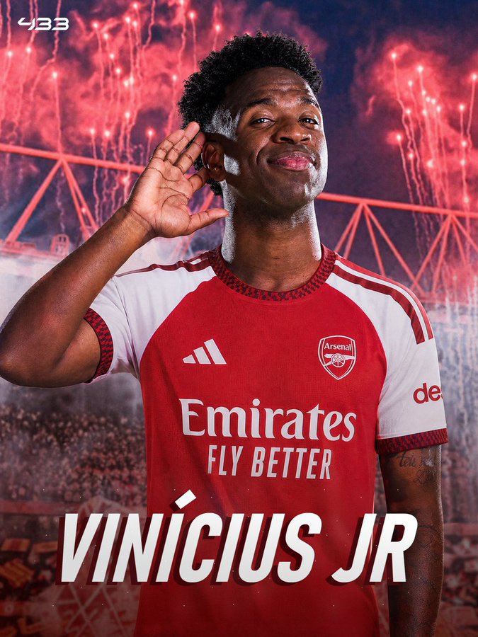 ambassador_saro's tweet photo. Vinicius Junior to Arsenal will shock the entire world of football. News is that Arsenal already has an agreement with ROC Nation, the agency that represents him. Arsenal has given everything for this deal to happen and if it doesn't eventually happen, it won't be because of us. https://t.co/VYYg0qOlNU