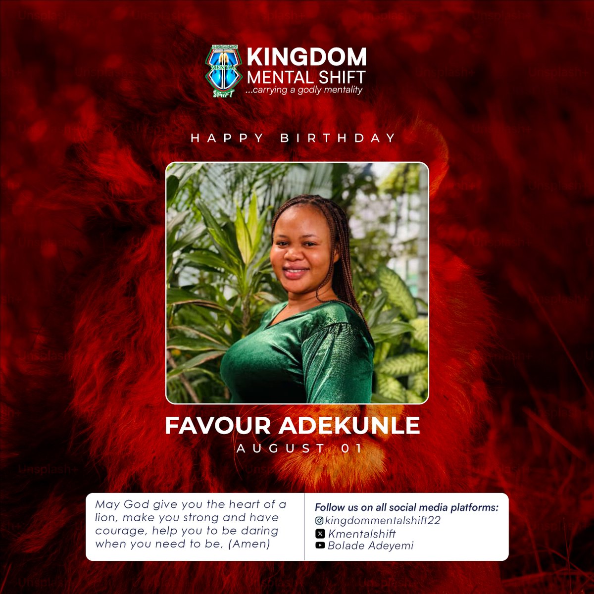 KMentalshift's tweet photo. Celebrating Great Minds 🎉!

May God give you the heart of a lion, make you strong and have courage, help you to be daring when you need to be in the Jesus' (Amen) 🙏

#KMS
#CelebratingGreatMinds
#explore https://t.co/S2G4ZjiRQg