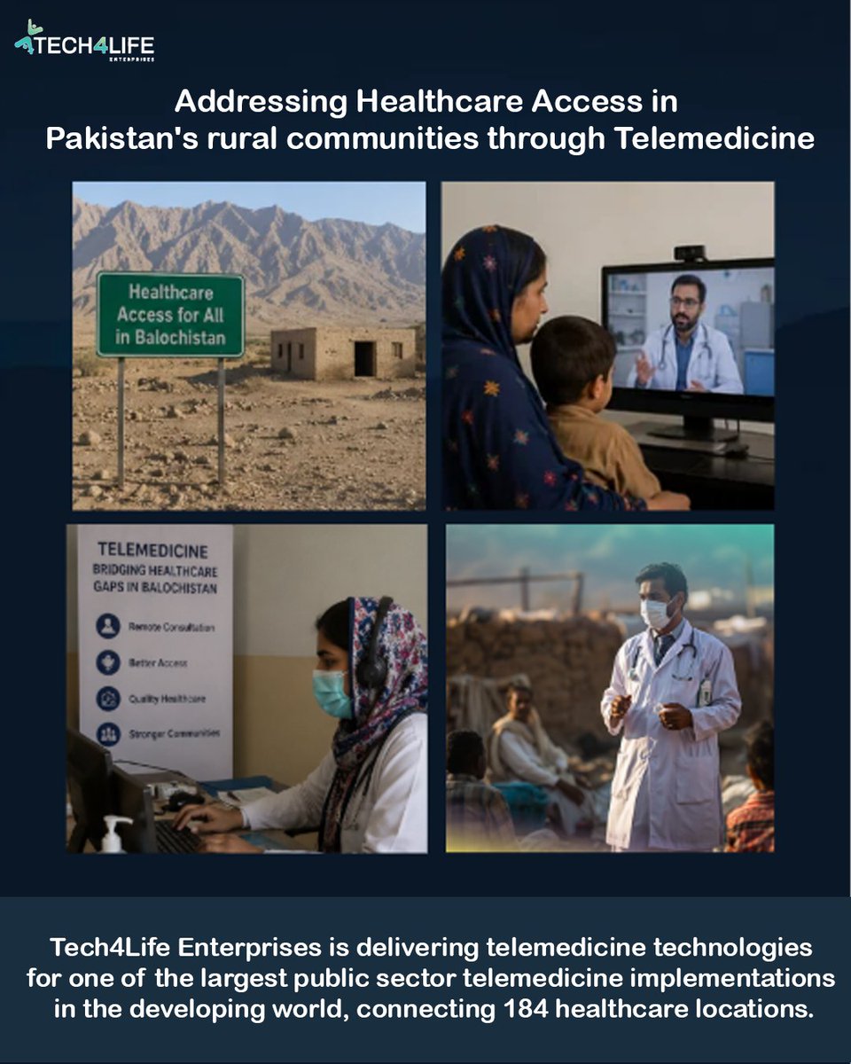 Tech4Life1's tweet photo. Healthcare expertise is now just seconds away. Tech4Life Enterprises is transforming access to specialist care across rural Pakistan through telemedicine.

Read more: https://t.co/YypL1a4274

#Telemedicine #DigitalHealth #RuralHealth https://t.co/lUSAyLCDT8
